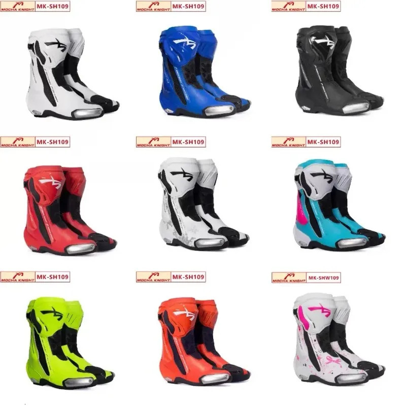 CE Certified DoubleLayer Waterproof Motorcycle Boots BENKIA SH109 Mocha Professional Track Racing Competition Footwear 260307