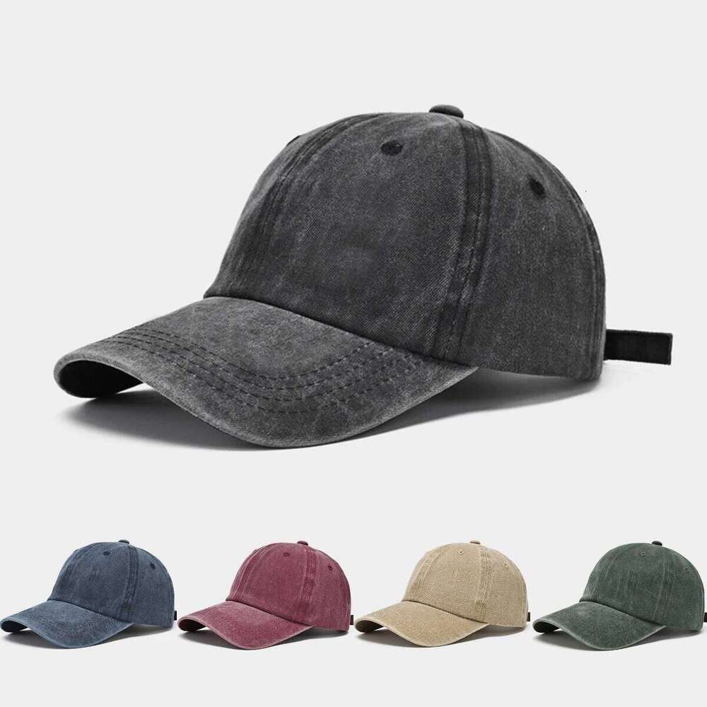 Men's Washed Coated Baseball Tile Korean Version Simple Dome Cap Solid Color Sports Sun Hat Y260304