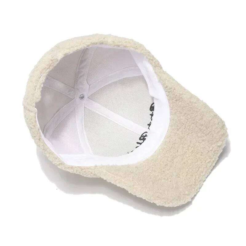 New Lamb Wool for Women Autumn and Korean Style Warm Sun Hat Plush Winter Baseball Cap Y260304