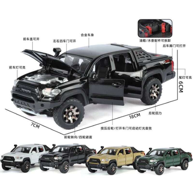 1:32 Toyota Tacoma TRO Off Road Pickup Alloy Diecast Model Computer Desktop Decoration With Sound Light Beautiful Christmas Gift Z260306
