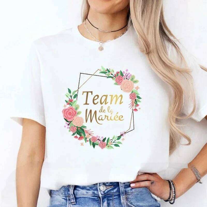 Flower Wreath Team T-shirt French Bridal Wedding Tops Single Farewell Bachelorette Party Tee EVJF Future Bride To Be Shirt XJ260306 XJ260306