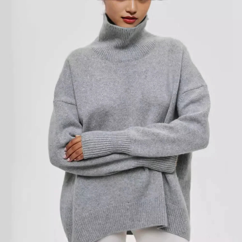 Autumn Winter Casual Fleece Thickened Warm Sweater Womens Turtleneck Solid Knitting Pullovers Rollneck Slim Fit Top 260306