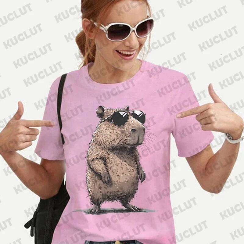 Capybara Graphic T-shirt Short Sleeve Tees Cute Summer Clothes Women Aesthetic Clothing Fashion Casual Basic Y2k Tops XJ260306 XJ260306
