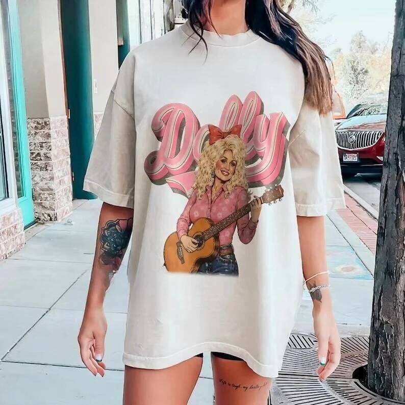 Dolly Parton Shirt Unisex Camiseta Cotton Pink Country Music Cowgirl TeeWestern Graphic T Shirts for Women Casual Tee XJ260306