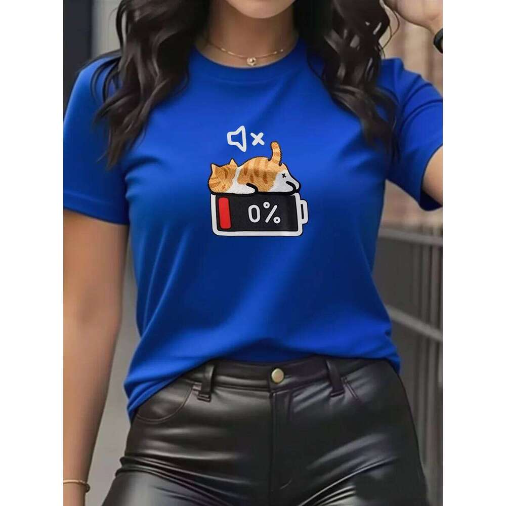 Summer retro-style cat print women's for street wear, loose fit, YTK luxury brand, short sleeve, round neck T-shirt XJ260306 XJ260306