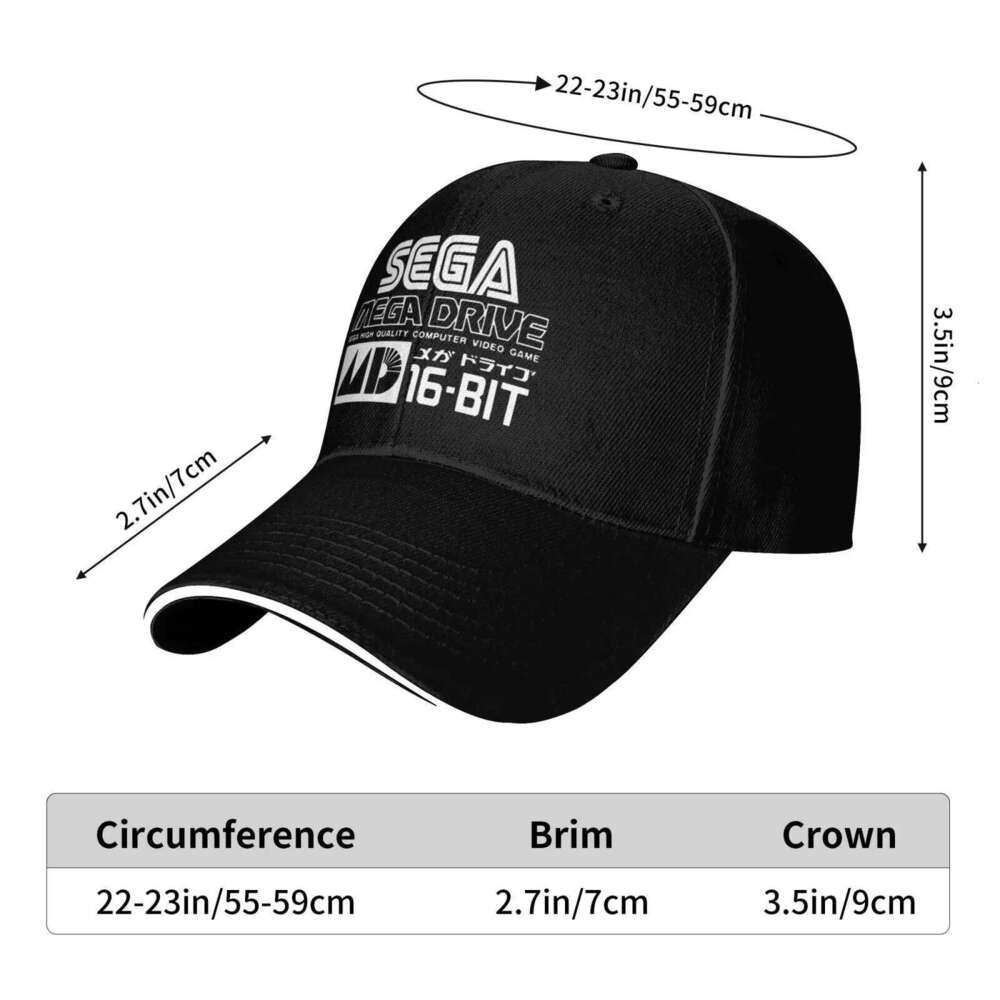 16BIT Segas-MD Video Game Ergonomic Unisex Baseball Cap - Breathable Quick-Dry Lightweight for Sun Protection in Outdoor Y260304