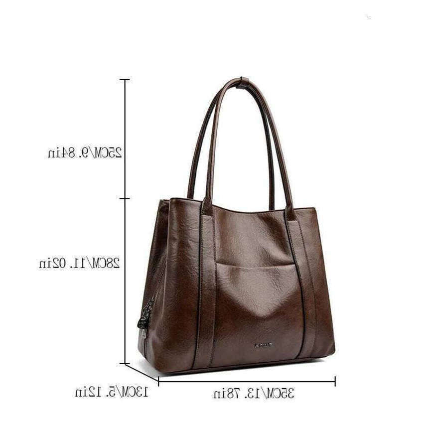TAURUSCIAGA Large-Capacity Ladies' Genuine Leather Textured Tote Simple Commuting Single-Shoulder Bag, Retro Women's Bag Noble Temperament B