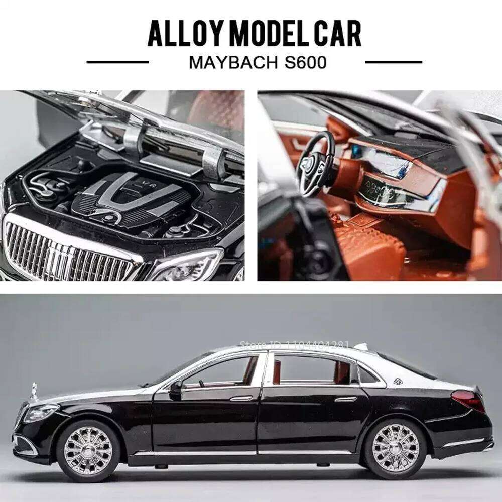 1:24 Scale GLS600 E300el Diecast Alloy Models Toys Cars 6 Doors Opened with Sound Light Pull Back Vehices Boys Birthday Present Z260306