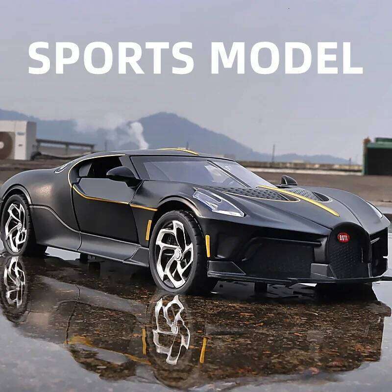 1:24 Bugatti Voice Of The Night Car Model Diecasts Toy Vehicles Metal High Simulation Sound and Light Collection kids Gift Z260306