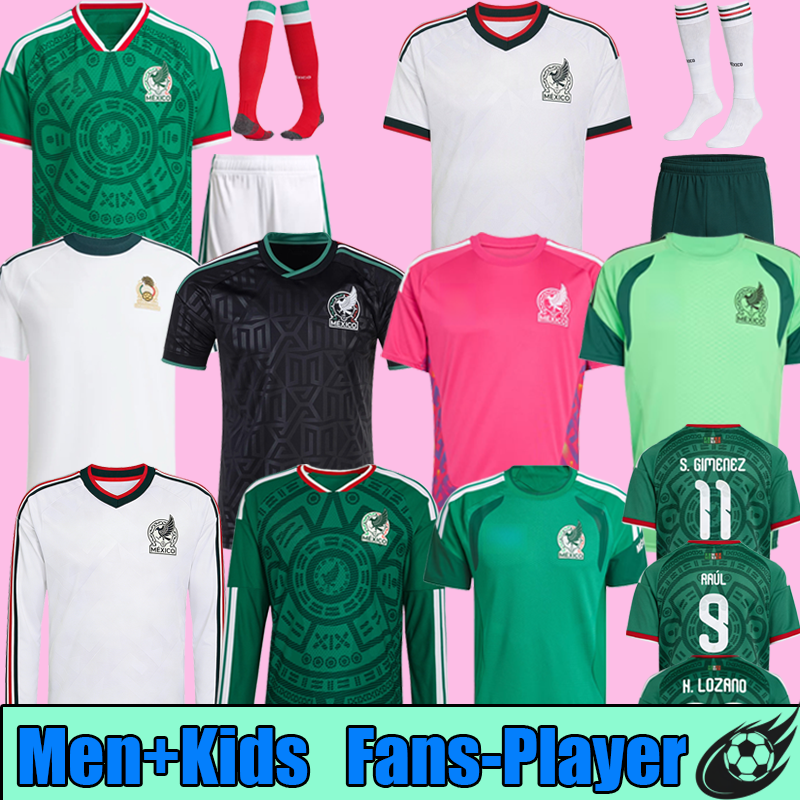 Green Mexico jersey 2026 World Cup Home away Kit soccer jerseys A. VEGA C. HUERTA L. ROMO RAUL football shirts men kids kit set Third training uniform gk