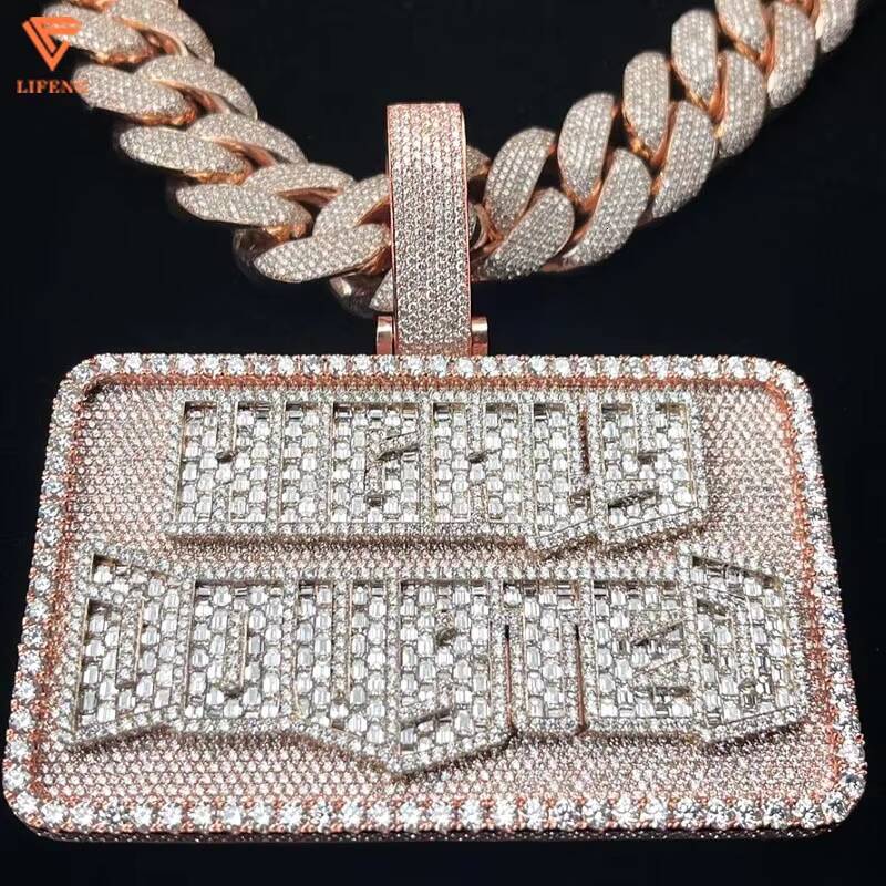 Lifeng Jewelry Custom Luxury Moissanite Pendant Ice Out VVS Moissanite Charm Diamond Letter Silver 2 Tone Hip Hop Pendant Gift
