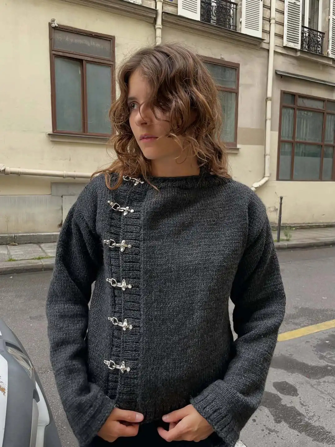 European and American autumn and winter button cardigan sweater warm casual and slimming womens knitted sweater emo 260305
