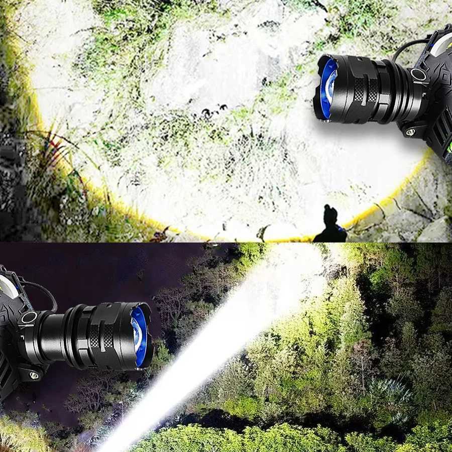 900000000LM Strong Light LED Headlight Most Powerful Long Range Head Flashlight USB Rechargeable Lamps Waterproof Work Light H260307