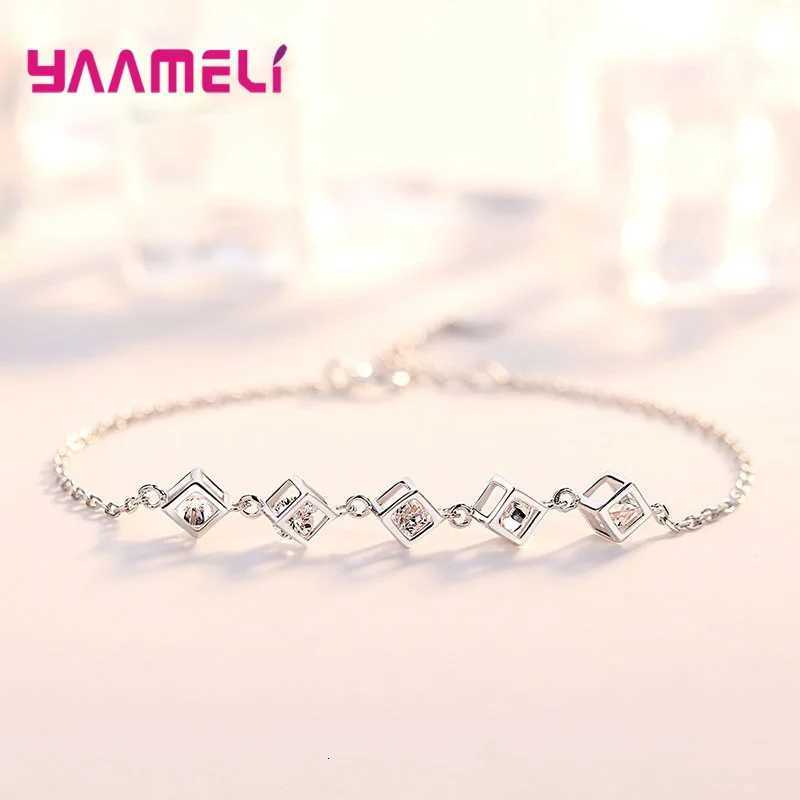 Top Sale Real Pure 925 Sterling Silver Jewelry Gift Set Cube Cubic Zircon Necklace/Earrings/Ring for Wedding Engagement H260307 - view 5