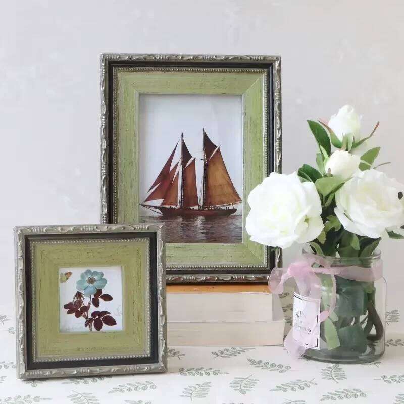Creative Living Room Decoration Small Retro Style Solid Wood Bedroom Study Desktop Photo Frame Ornaments H260306