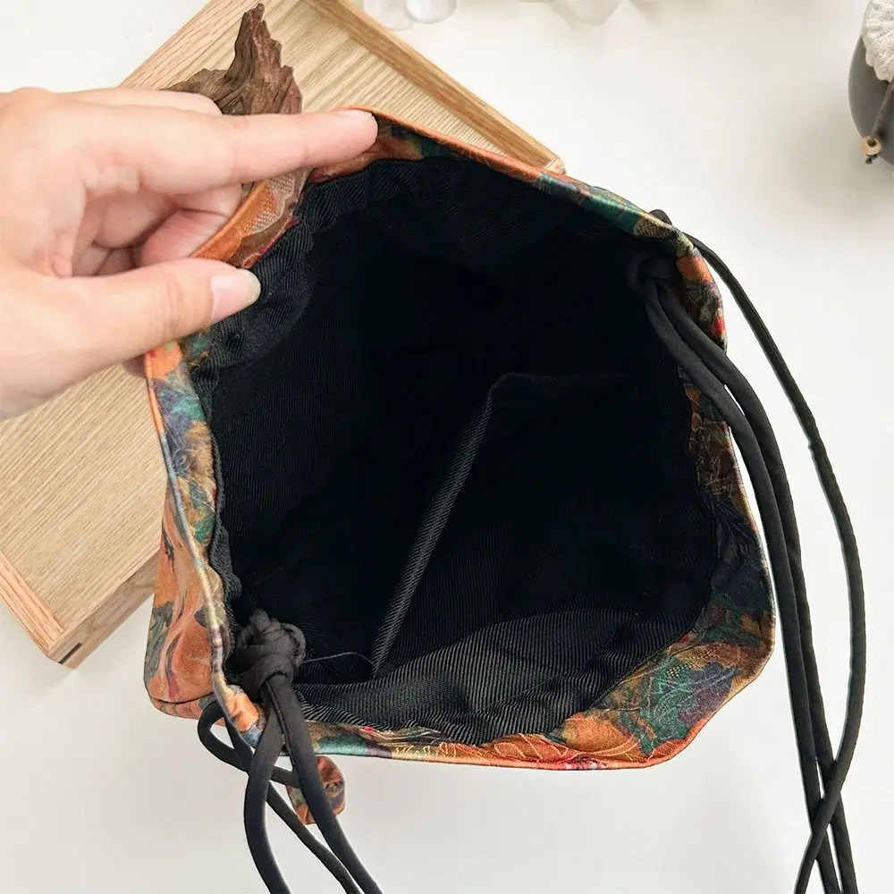 Silk Material Retro Handbags Embroidery n Storage Function Bags Drawstring Clre Purse 260307