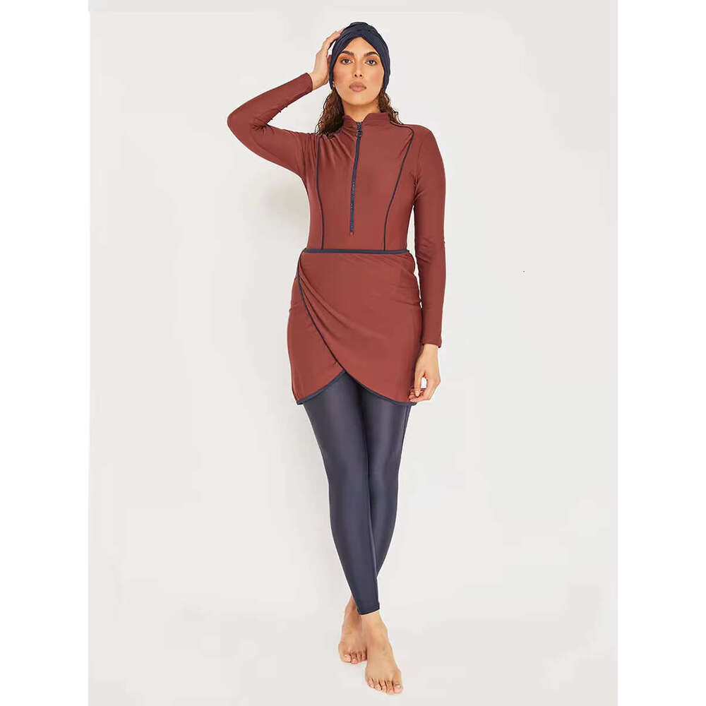 3PCS/Set Plain Muslim Modest Swimwear Women Muslim Swimsuit Burkini Long Sleeve Islamic Big Full Cover Hijab Beach Clothing