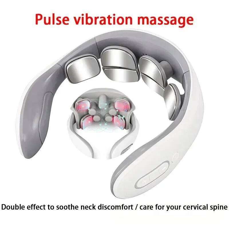 Electric Neck Massager EMS Pain Relief Pulse Cervical Acupressure Hot Compress Intelligent Massage Shoulder Relaxation Device 26Y0307