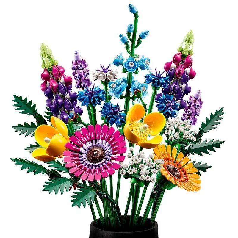 8 Creative Bouquets of Eternal Flowers, Roses, Succulents, Building Blocks, for Girls and Children, Christmas Gifts C260306