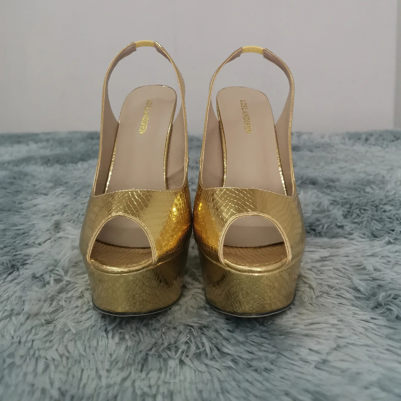 Women Pumps 14CM Platform High Heels Sexy Gold Silver Crocodile Pattern Open Toe Sandals Gladiator Party Dress Woman Shoes 260306