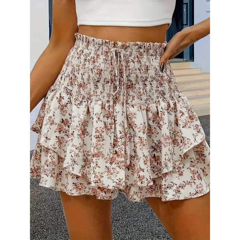 Women's Summer European and American Cross-Border Best-Selling New Fashion Printed Wide-Leg Shorts Loose Versatile Casual Pants