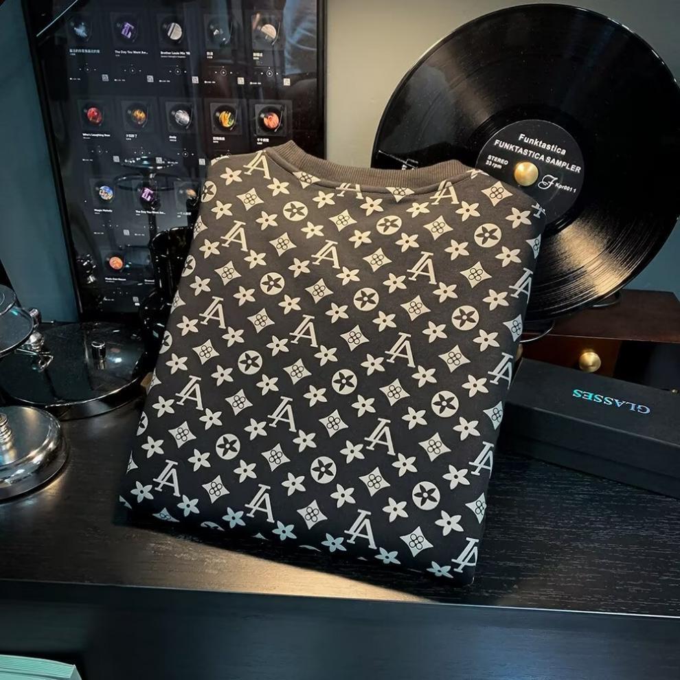 Luxury Brand Designer Clothes Autumn And Winter Jacquard Sweatshirt For Men, New Korean-Style Round-Neck Loose Top For Spring And Autumn, Hong Kong Fa