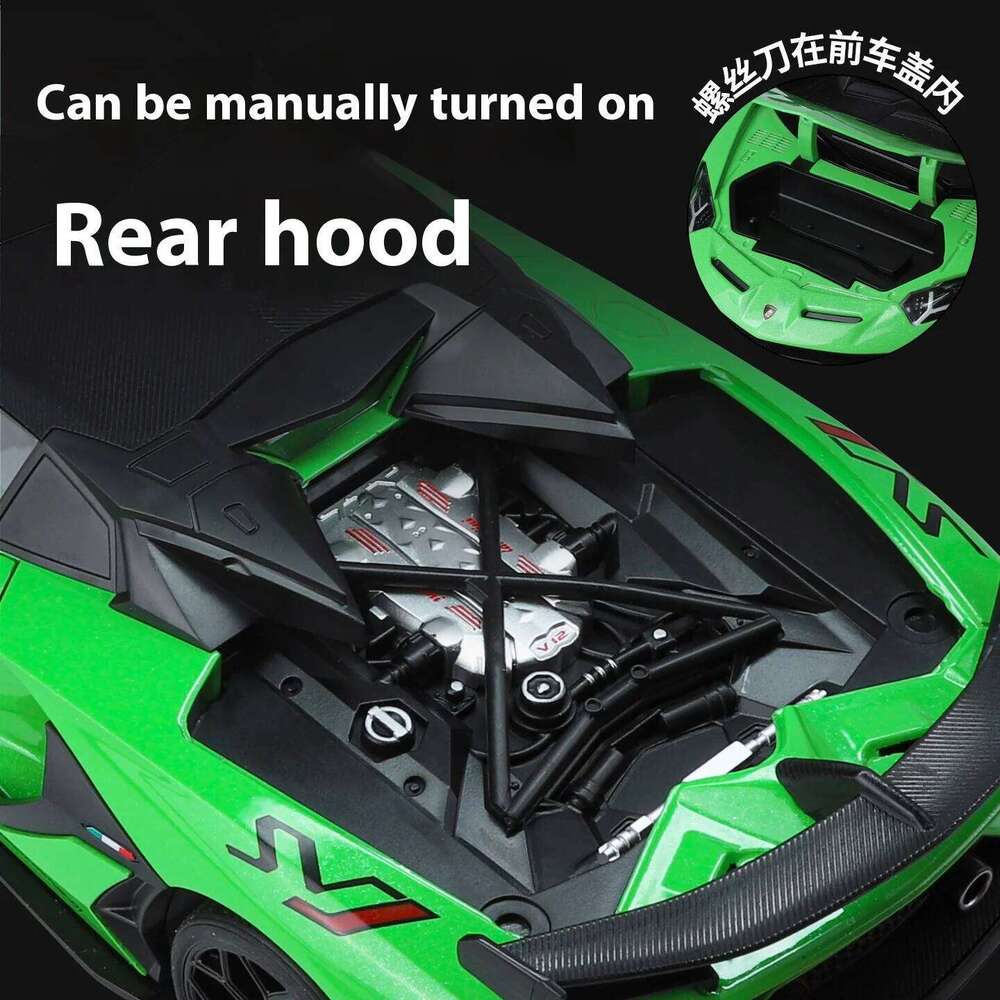 Large 1/18 Aventador SVJ Supercar Model Simulation Interior Details Adult Collection Ornaments Boy Gift Halloween Toys Z260306