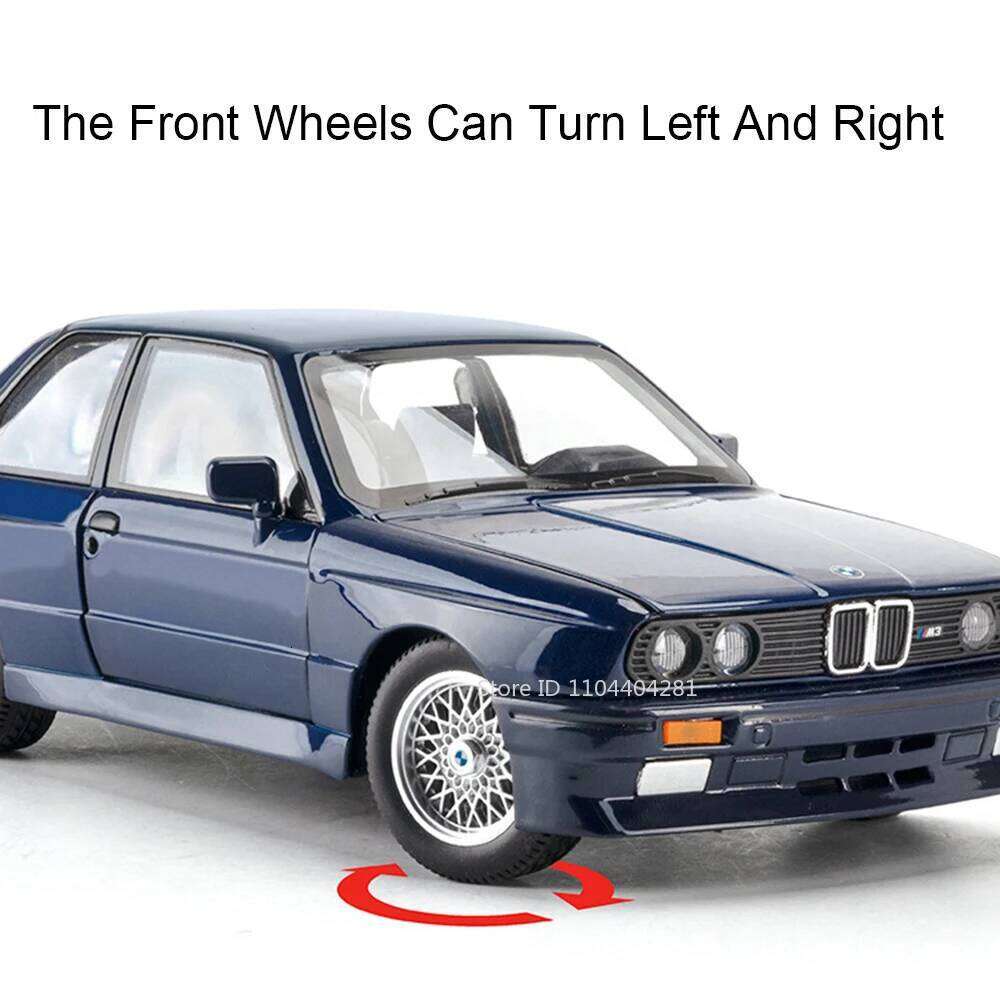 1:24 M3 THE7 Alloy Car Toys Model Diecast Metal Vehicle Doors Opened with Sound Light Pull Back Models Toy Boy's Christmas Gifts Z260306