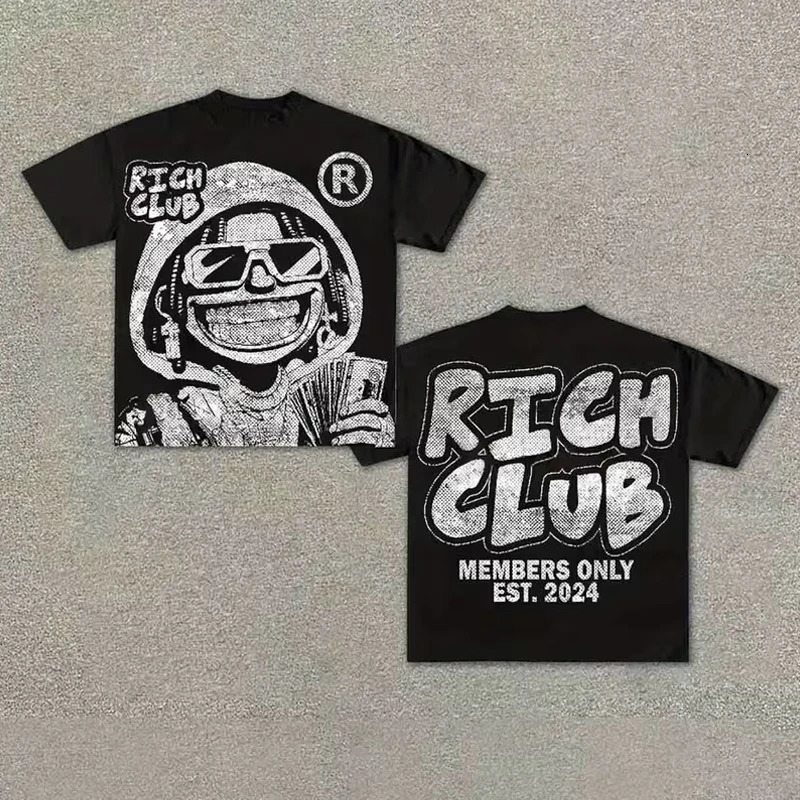 Y2k Harajuku Streetwear Men and Women Short Sleeved Fashion Cartoon Print Shirt Retro Hip Hop Trend Oversized T-Shirt 260304