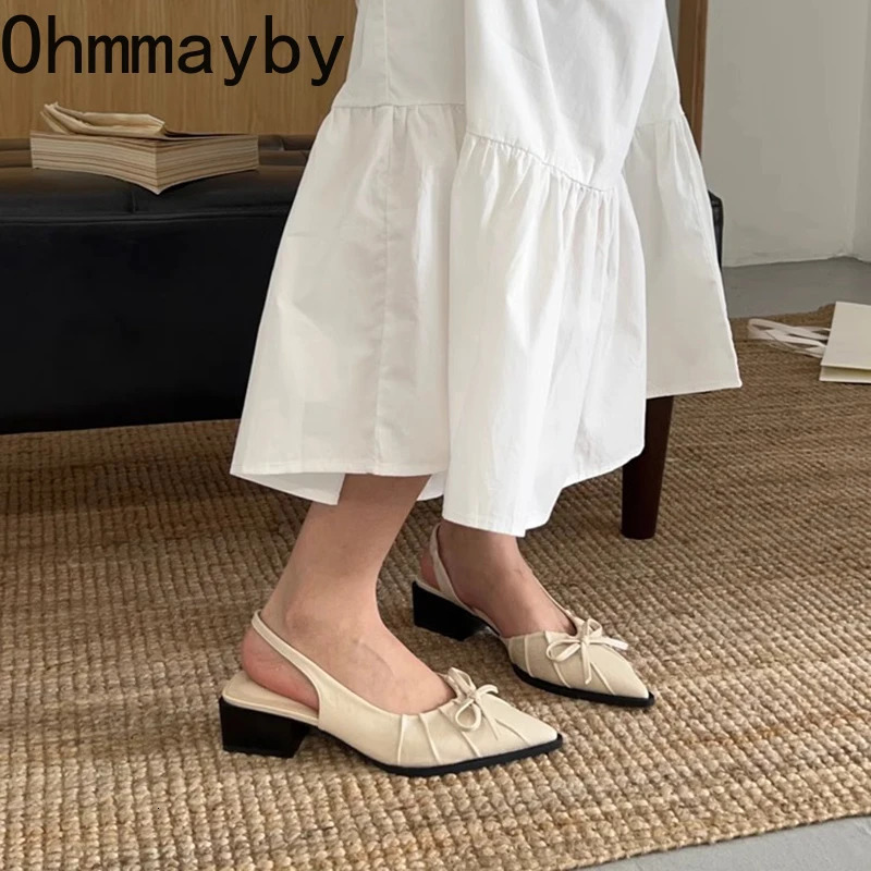 Summer Womens Cover Toe Sandals Elegant Shallow Singbacks Mules Shoes Ladies Comfort Low Heel Dress Shoes 260303