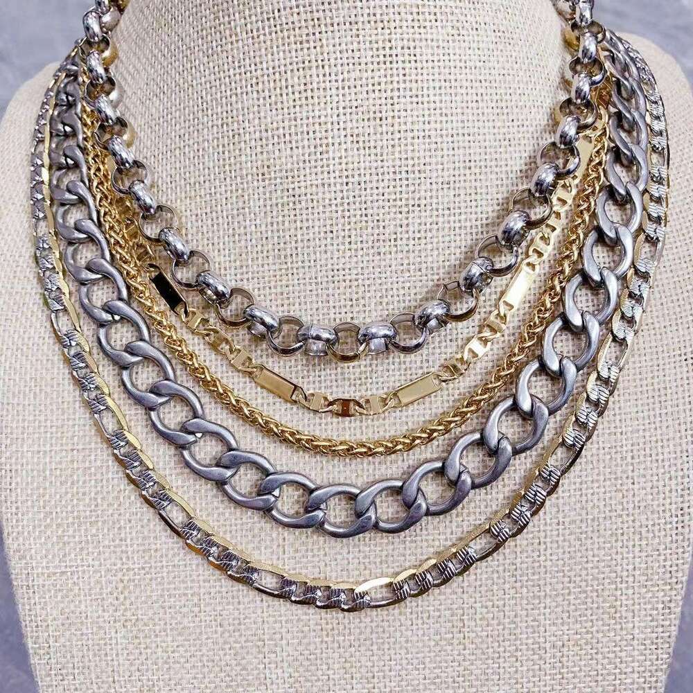 New Special Price Cuban Men's Trendy silver Fashion Trend Titanium Steel Necklace High Quality Color Retention European and American Hip Hop Chai