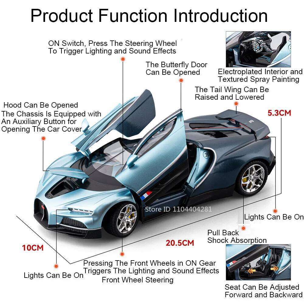 1:24 Tourbillon Valkyrie Miniature Toys Model Diecast Alloy Sport Car Front Wheel Steering Sound Light Pull Back Vehice Ornament Z260307