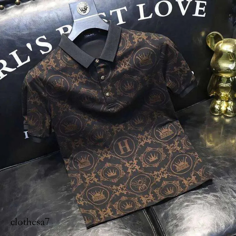 T Shirt For Men Graphic Top Rock Polo Shirts Black Print Man With Collar Tee High Quality Luxury