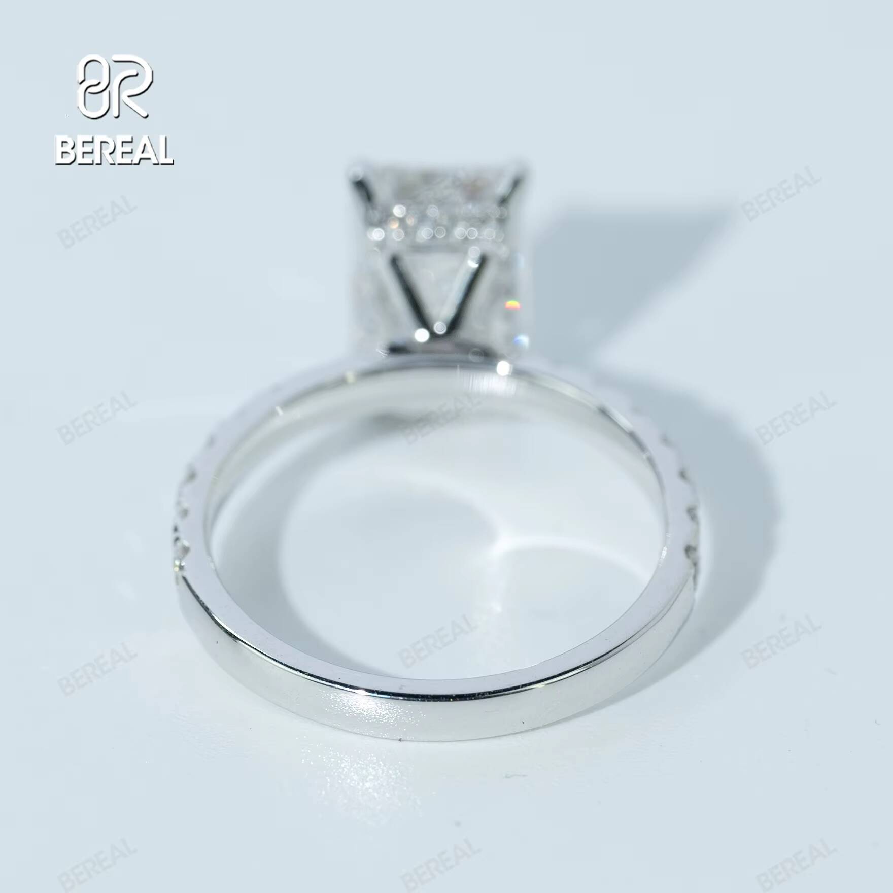 IGI Certified 1CT Vvs Lab Created Diamond Engagement Eemeald Cut Ring 925 Silver Lab Made Diamond Ring Women Jewelry