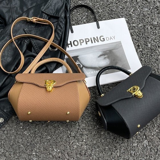 Free Shipping Designer Bags Imported Portable Square Bags Women's New Korean-style Patchwork Trendy Crossbody Bags High-end Niche Luxury Single-s