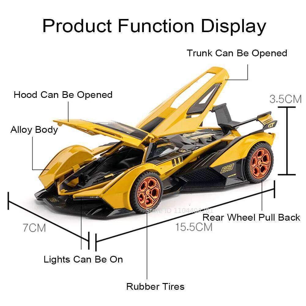 1:32 Lambor V12 Model SCV12 Alloy Diecast Sports Car Toy Sound Light Pull Back Doors Opened Miniature Cars Friends' Fashion Gift Z260306