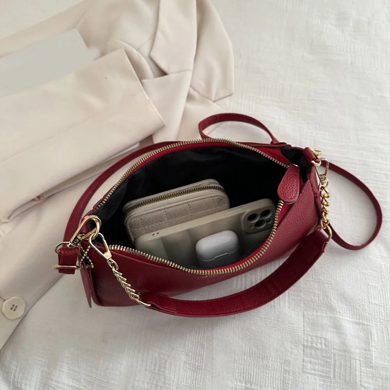Cherry Pendant Crossbody Bag for Women PU Leather Crescent Bag Adjustable Strap Underarm Bag Closure Handbag for Work Travel 260306