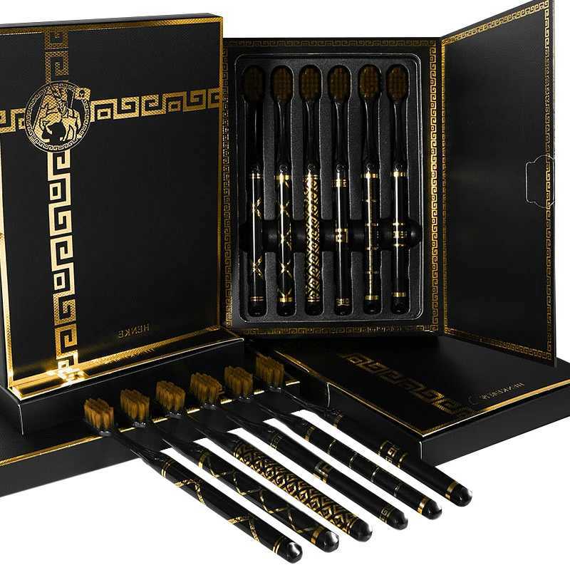 This 6-piece luxury toothbrush set features soft bristles for gum protection, making it ideal for couples and adult home use.T260307