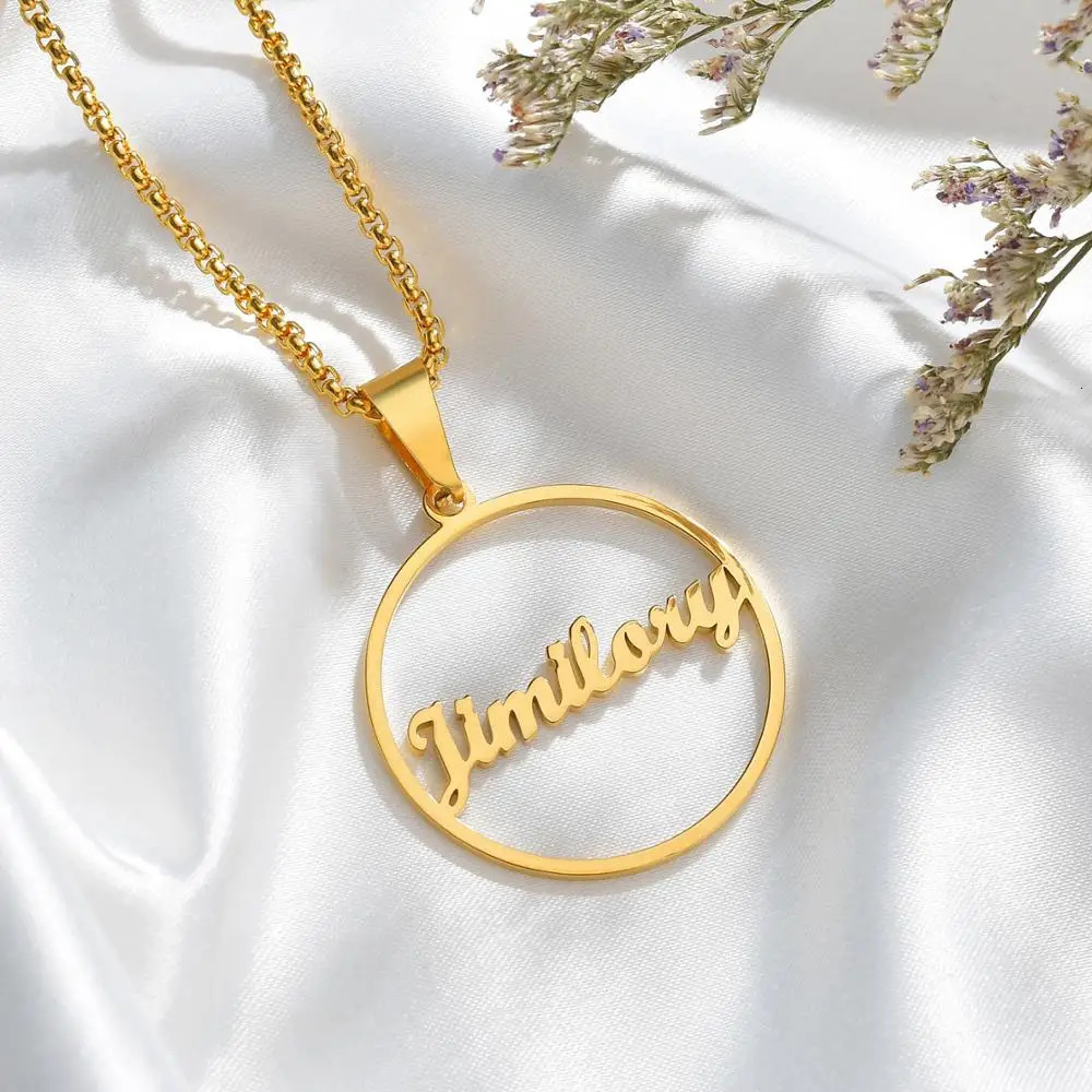 Atoztide Christmas Women Men Personalized Jewelry Stainless Steel Custom Name Pendant Necklaces Square Beads Chain Gifts 260302