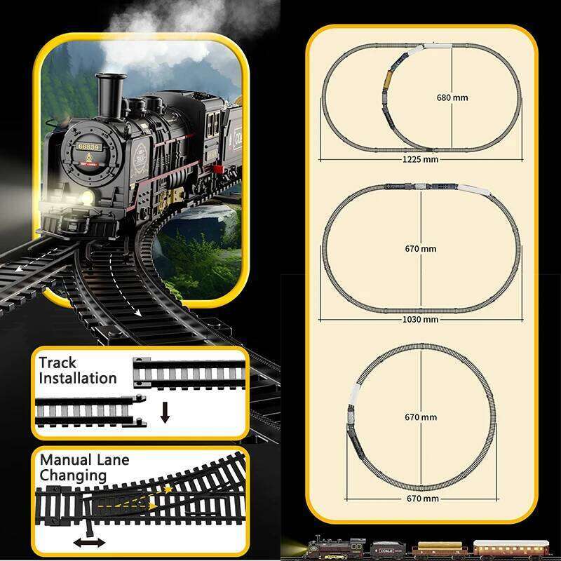 Kids Retro Electric Steam Rail Classical Railway Freight High-Speed Tracks Train Model Boys Toys Christmas Gift Z260307 - view 5
