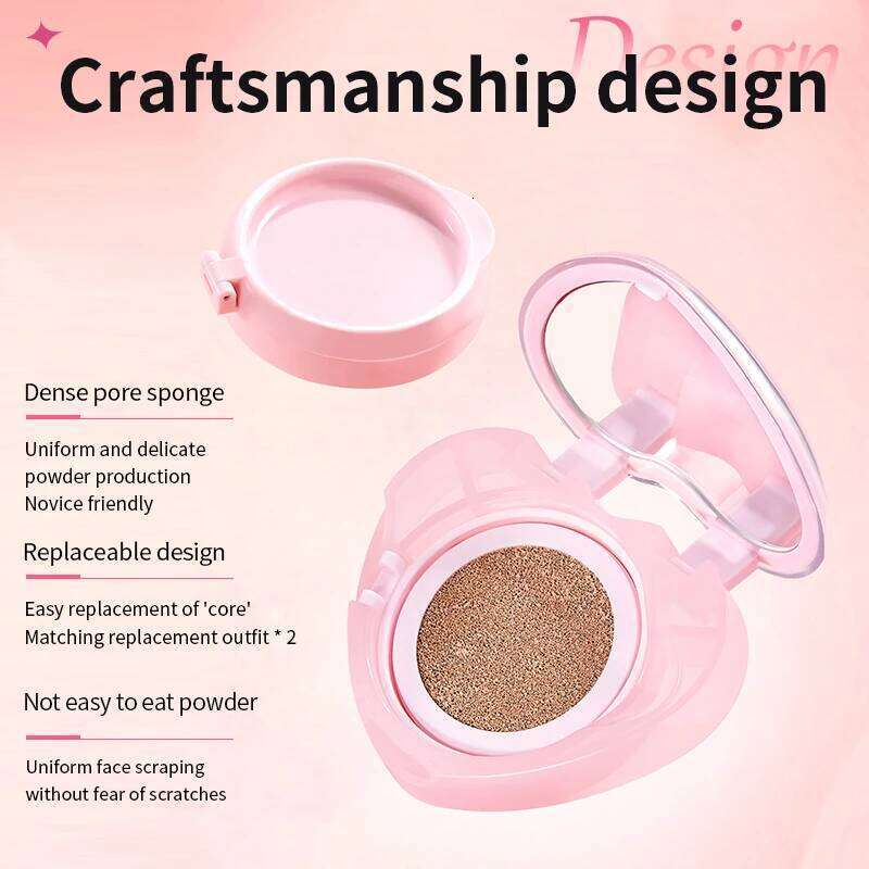 Pink Heart Concealer Air Cushion Long-lasting Delicate Moisturizing Translucent Foundation Cream Portable Valentine's Day Gift 26L0306