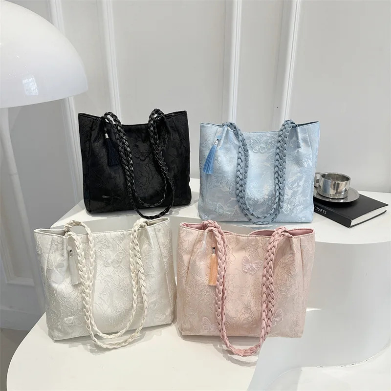 Texture Leisure Chinese Style Shoulder Bag Antique Versatile Large Capacity Tote Hanfu Element Work Storage 260307