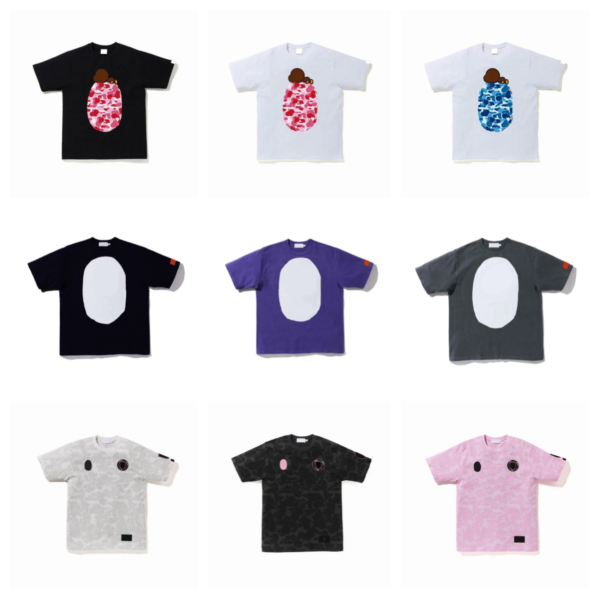 Bapeshirt Mens T shirts Tops T-shirts Womens Designers Casual Cotton Short Sleeves Clothing Street Shorts Sleeves Clothes high street tees