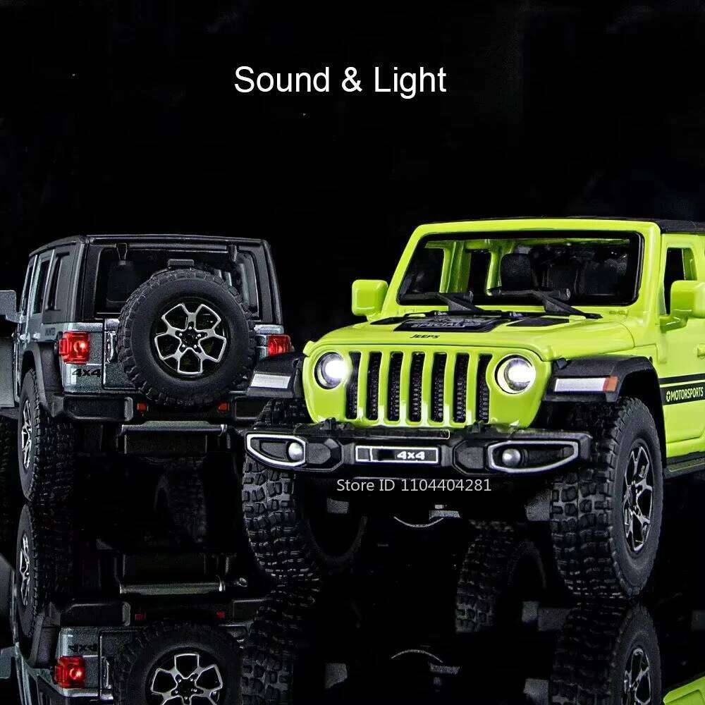 1:32 Wrangler Rubicon Model Toy Alloy Diecast Car Doors Opened Sound Light Pull Back Miniature Off-road Vehicle Kid Holiday Gift Z260306