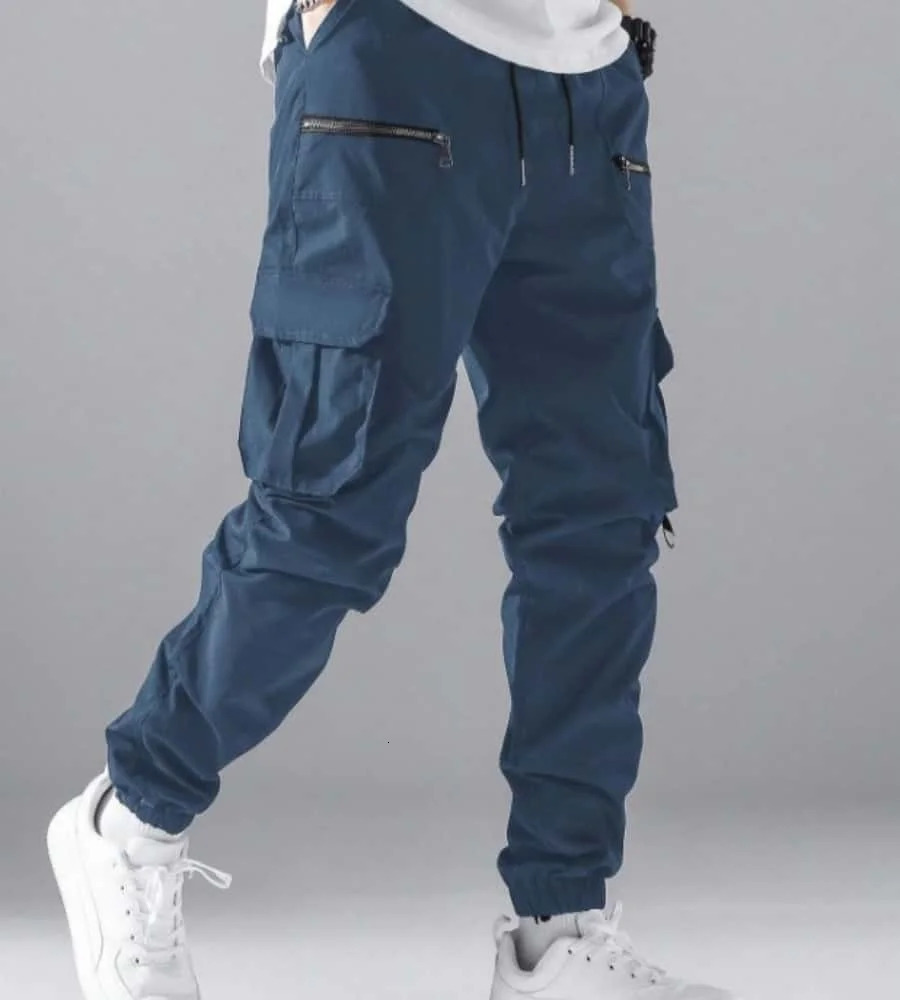 Zipper Men Flap Pocket Side Drawstring Waist Mens Cargo Pants Men Baggy Khaki Trousers Men Thin Cargo Pants Back To School 260305