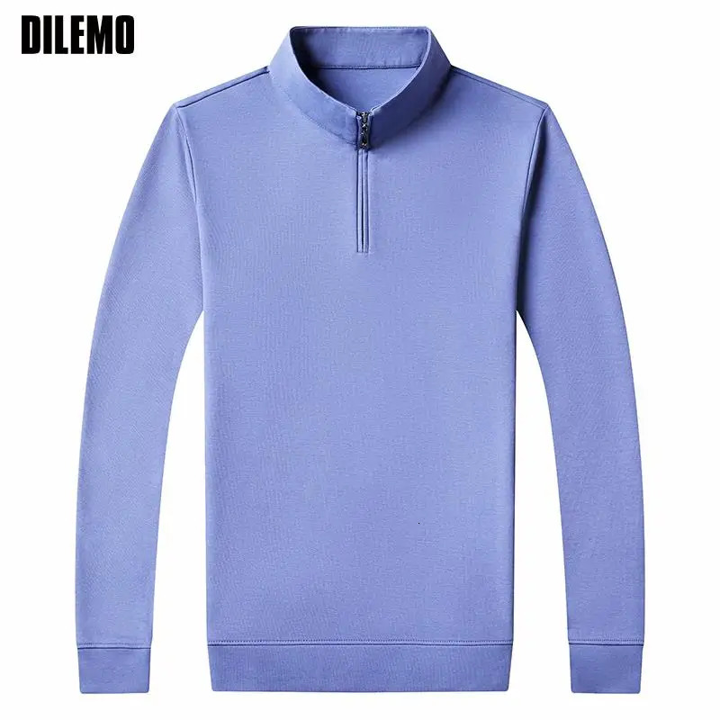 Top Grade Fashion y Zipper Polo Shirt Men Casual Plain Korean Solid Color Long Sleeve Tops Mens Clothing 260302
