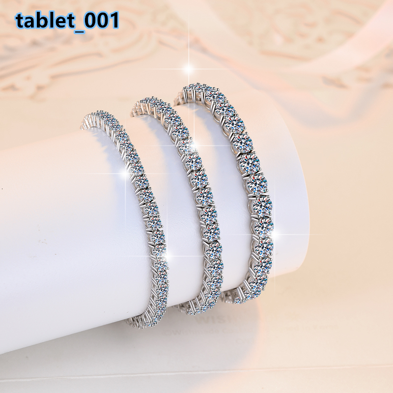 Fine Jewelry Wholesale 3mm 4mm 5mm Hip Hop Ice Out Bracelet 925 Sterling Silver Moissanite Diamond Tennis Chain Bracelet for Men
