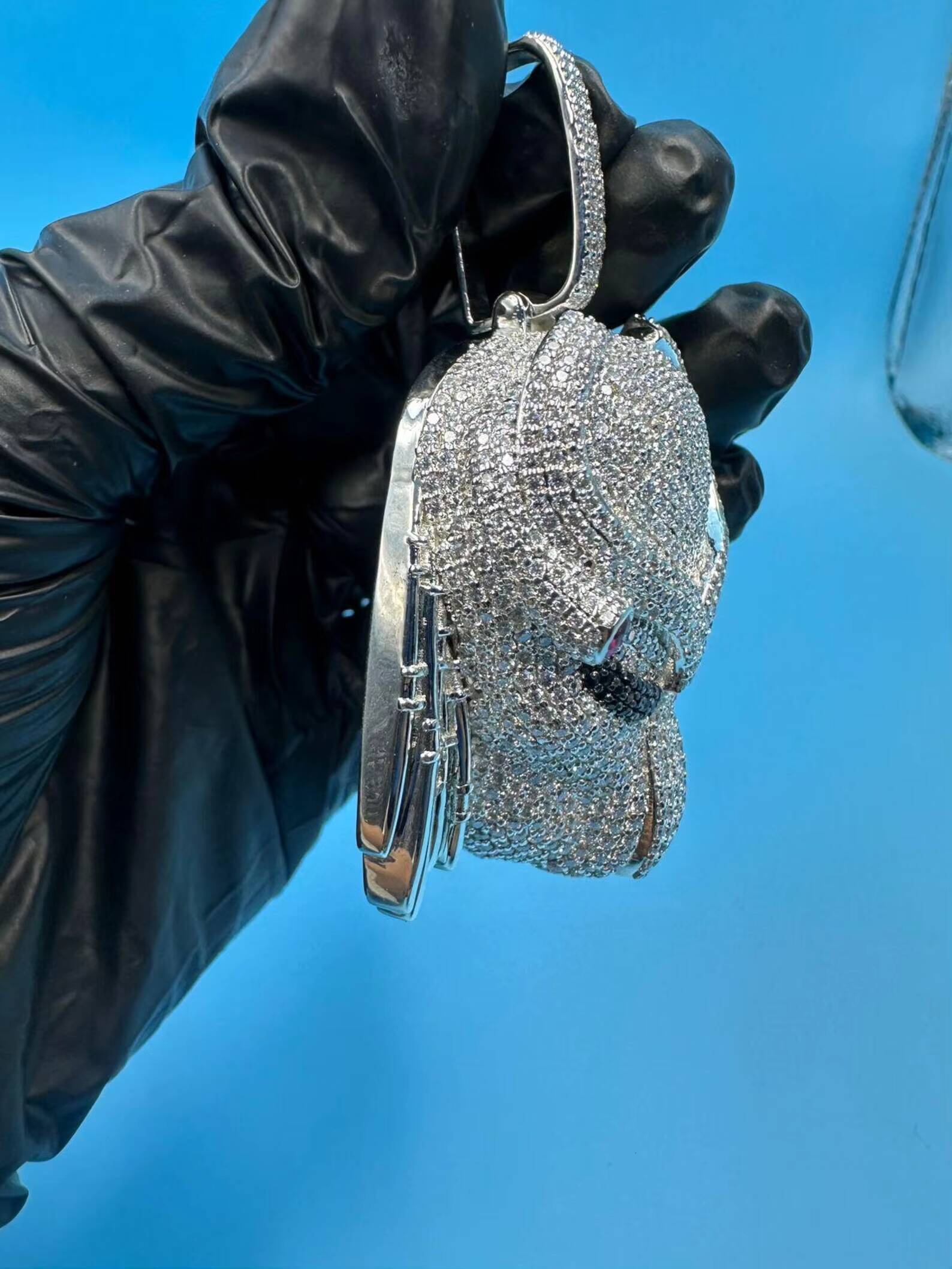 Trendy VVS Moissanite Diamond Iced Out Hip Hop Pendant Necklace With 925 Silver Predator Mask Customized Jewelry At Low Price