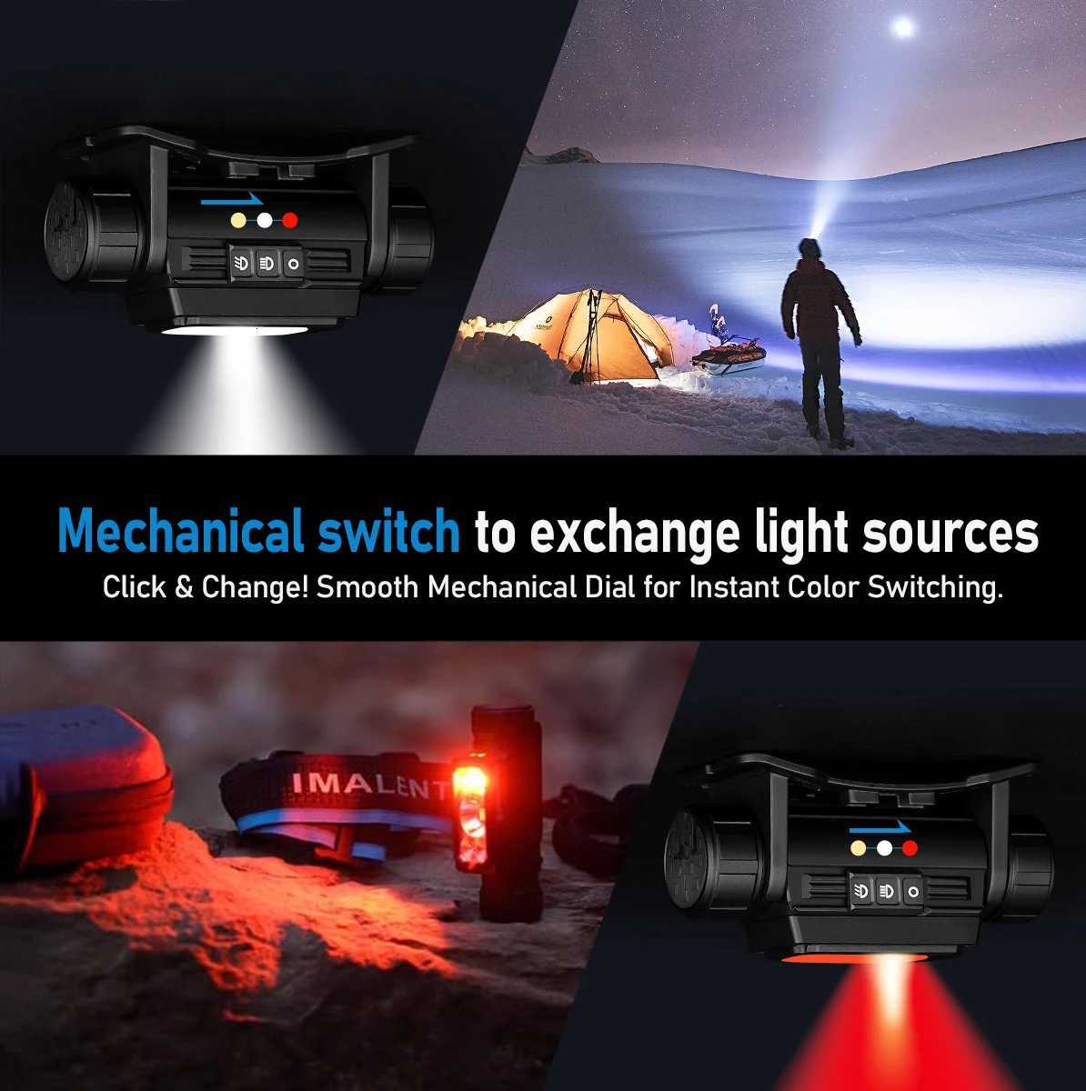 IMALENT HT70 LED Headlamp 3500LM 349M 5000mAh Battery Type-C Rechargeable White Red Light Three-Light Source Headlight H260307