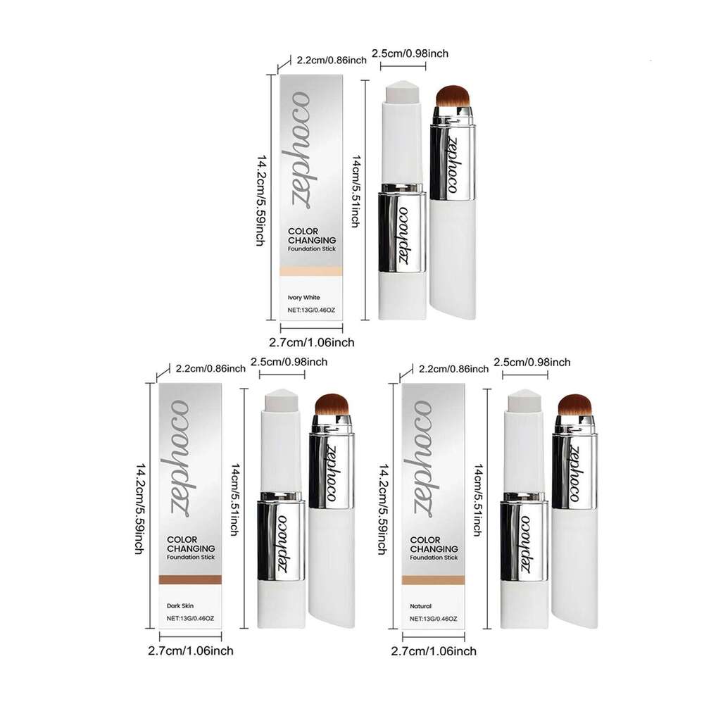 2-in-1 Color Changing Foundation Stick Moisturizing Brightening Matte High Concealer Lightweight Long Lasting Base Makeup 26L0306
